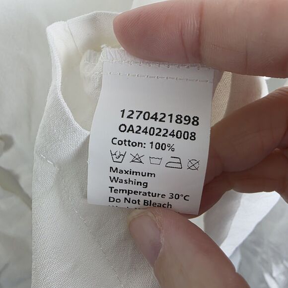 Commense Women's Cotton Button Down Shirt Long Ruffle Sleeve Top Size Medium - Picture 5 of 7